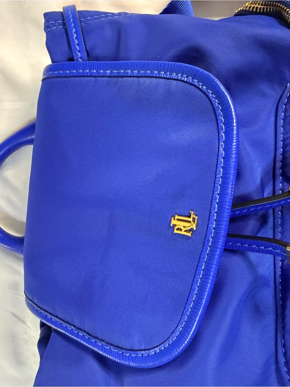 Ralph Lauren Royal Blue Nylon Mini Backpack with Gold Hardware - Picture 5 of 5